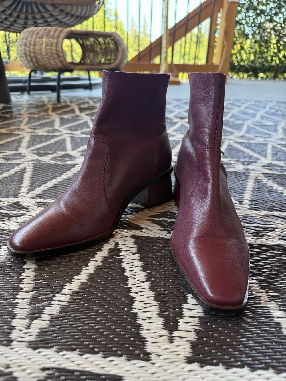 Top Shop| Burgundy Leather Ankle Boots